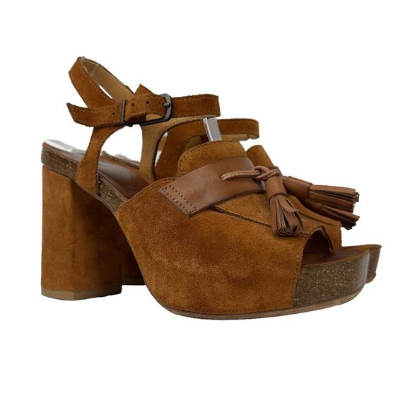 FRED DE LA BRETONNIÈRE Boho 70’s Tan Suede Tassel Platform Sandals sz 36 - Picture 2 of 15